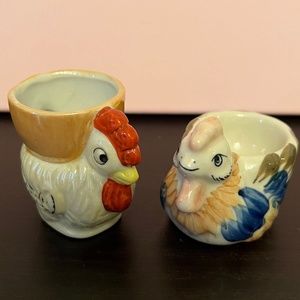 Vintage Rooster Egg Cups ~ Set of 2